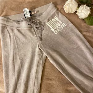 JUICY COUTURE Light Grey Velour Track Pants